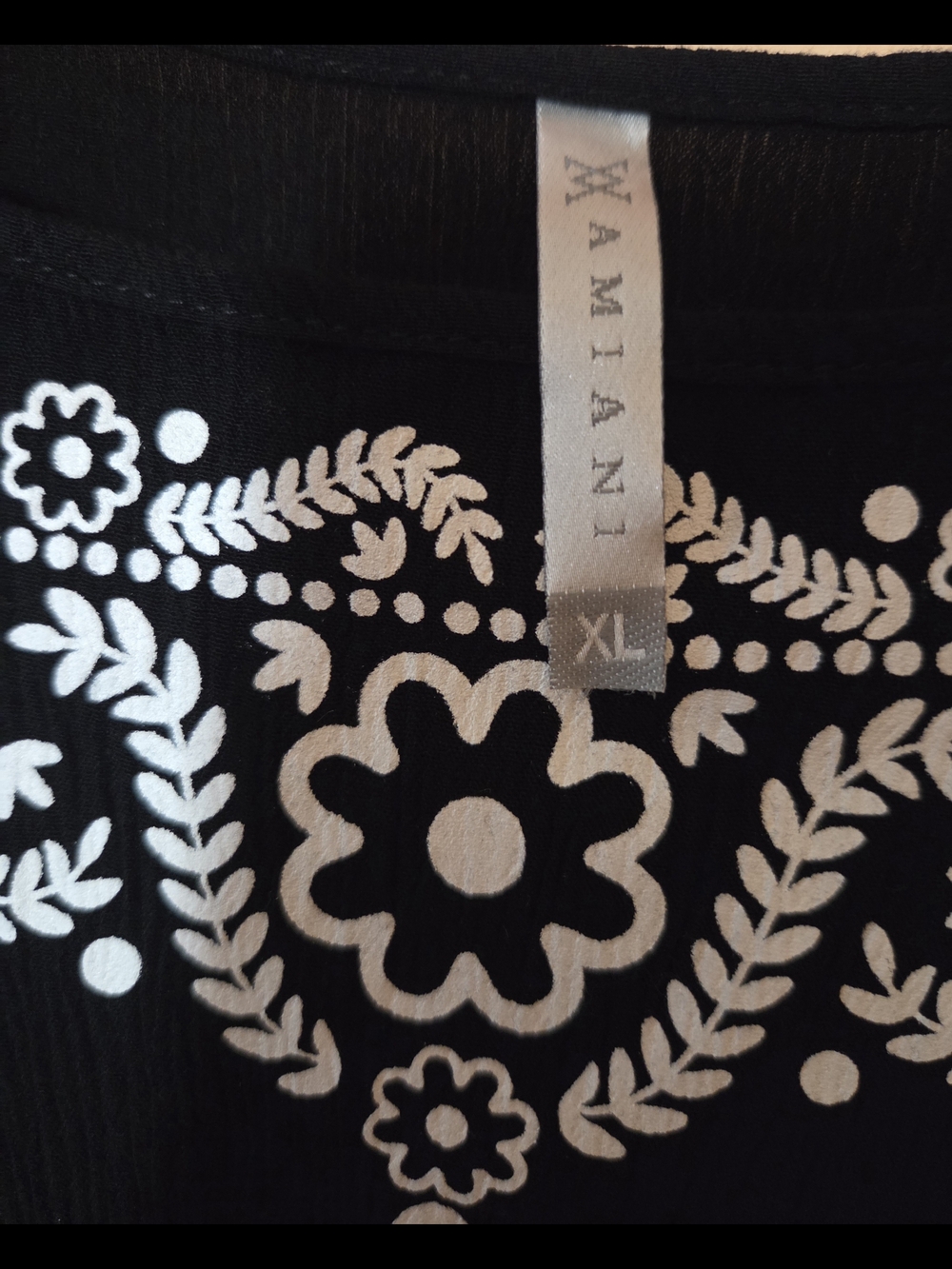 Black Embroidered Women’s Swim Coverup - White Floral Detail - Picture 3 of 4